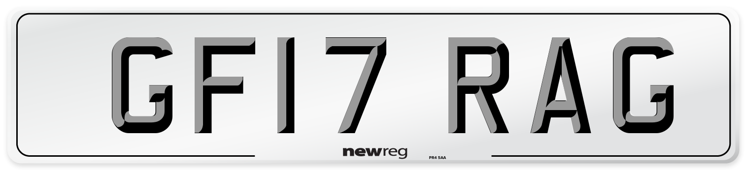 GF17 RAG Number Plate from New Reg